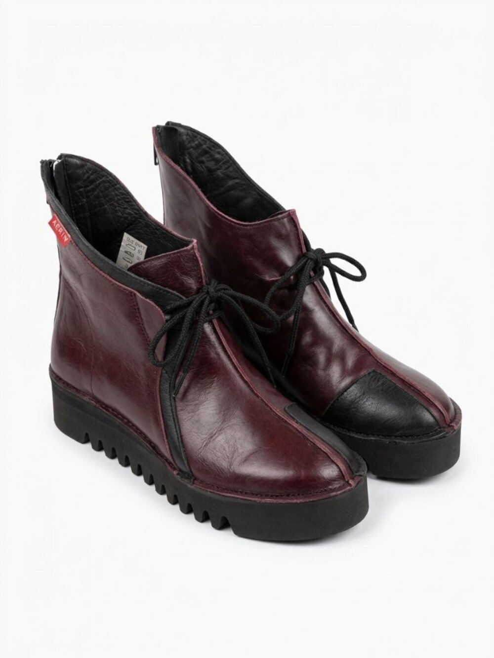 Clamp Blake Leather Chunky Platform Ankle Boots Wine Burgundy Portugal Fits 8.5